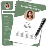 Lebenslauf und Deckblatt in Grün – Kreative Bewerbungsunterlagen, die Ihre Persönlichkeit unterstreichen.